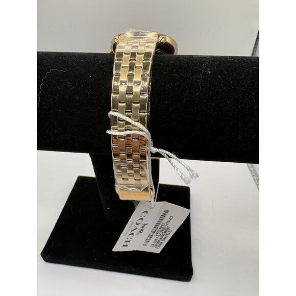 Coach Elliot Women Watch Gold Ip Black Dial Crystal Markers Nwt 14504291 Gold
